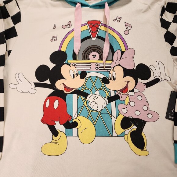 Loungefly Disney Mickey and Minnie Date Night Diner Jukebox Hoodie Unisex XL NEW - Picture 3 of 13